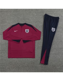 England Tracksuits Long Sleeve Soccer Training Uniforms Red