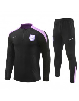 England Tracksuits Long Sleeve Soccer Training Uniforms Black