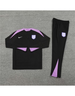 England Tracksuits Long Sleeve Soccer Training Uniforms Black