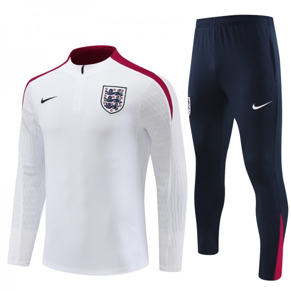 England Tracksuits Long Sleeve Soccer Training Uniforms White