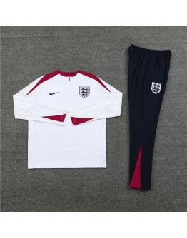 England Tracksuits Long Sleeve Soccer Training Uniforms White