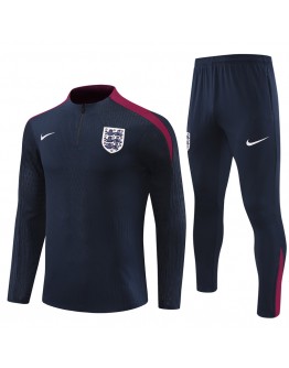 England Tracksuits Long Sleeve Soccer Training Uniforms Dark Blue