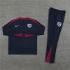 England Tracksuits Long Sleeve Soccer Training Uniforms Dark Blue