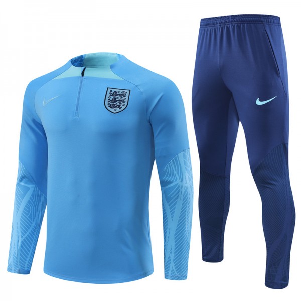 England Tracksuits Long Sleeve Soccer Training Uniforms Light Blue