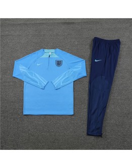 England Tracksuits Long Sleeve Soccer Training Uniforms Light Blue