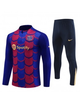 Barcelona Tracksuits Long Sleeve Soccer Training Uniforms Red Blue