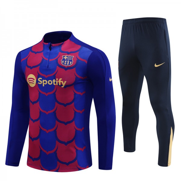 Barcelona Tracksuits Long Sleeve Soccer Training Uniforms Red Blue