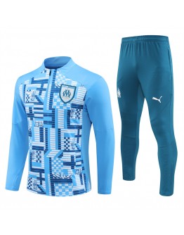 Marseille Tracksuits Long Sleeve Soccer Training Uniforms black-Deep Blue Camouflag