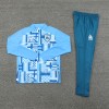 Spain Tracksuits Long Sleeve Soccer Training Uniforms black-Deep Light Blue