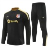 Barcelona Tracksuits Long Sleeve Soccer Training Uniforms  Black-Gold