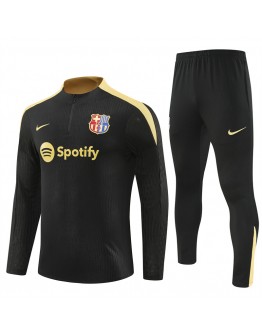 Barcelona Tracksuits Long Sleeve Soccer Training Uniforms  Black-Gold