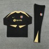 Barcelona Tracksuits Long Sleeve Soccer Training Uniforms  Black-Gold