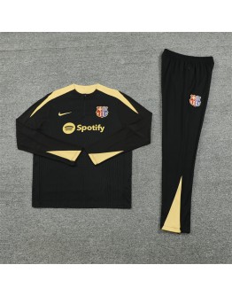 Barcelona Tracksuits Long Sleeve Soccer Training Uniforms  Black-Gold