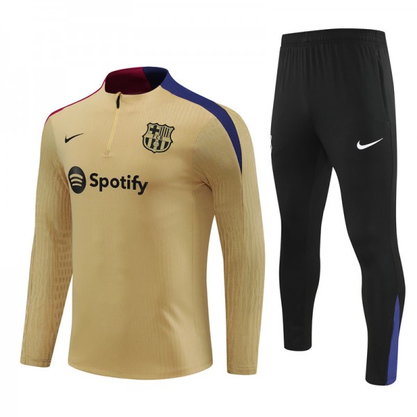 Barcelona Tracksuits Long Sleeve Soccer Training Uniforms Gold