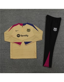 Barcelona Tracksuits Long Sleeve Soccer Training Uniforms Gold