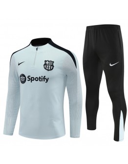 Barcelona Tracksuits Long Sleeve Soccer Training Uniforms Grey Blue