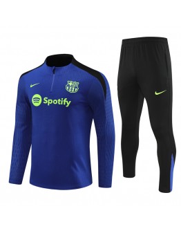 Barcelona Tracksuits Long Sleeve Soccer Training Uniforms Deep Blue