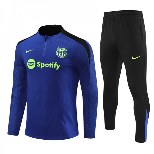 Barcelona Tracksuits Long Sleeve Soccer Training Uniforms Deep Blue