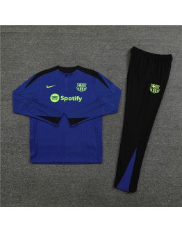 Barcelona Tracksuits Long Sleeve Soccer Training Uniforms Deep Blue