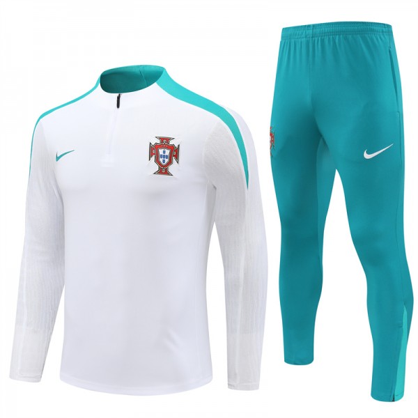 Portugal Tracksuits Long Sleeve Soccer Training Uniforms White