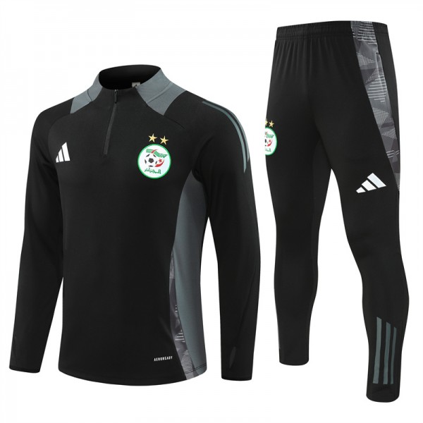 Algeria Tracksuits Long Sleeve Soccer Training Uniforms Black