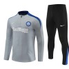 Inter Milan Tracksuits Long Sleeve Soccer Training Uniforms Grey