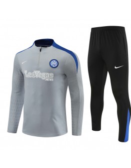 Inter Milan Tracksuits Long Sleeve Soccer Training Uniforms Grey