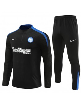 Inter Milan Tracksuits Long Sleeve Soccer Training Uniforms Royal Black