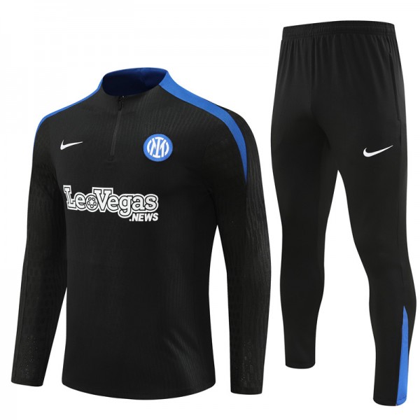 Inter Milan Tracksuits Long Sleeve Soccer Training Uniforms Royal Black