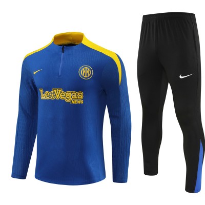 Inter Milan Tracksuits Long Sleeve Soccer Training Uniforms Blue