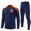 Netherlands Tracksuits Long Sleeve Soccer Training Uniforms Blue