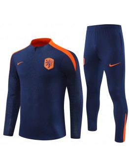 Netherlands Tracksuits Long Sleeve Soccer Training Uniforms Blue