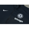 Chelsea Full Zip Jacket Long Sleeve Soccer Training Coat Black