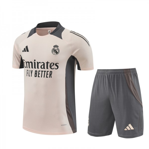 Real Madrid Adult Short Sleeve Training Suit Light Grey