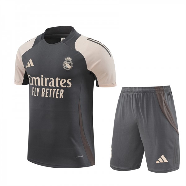 Real Madrid Adult Short Sleeve Training Suit Dark Grey