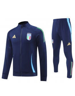 Italy Full Zip Jacket Long Sleeve Soccer Training Coat Blue