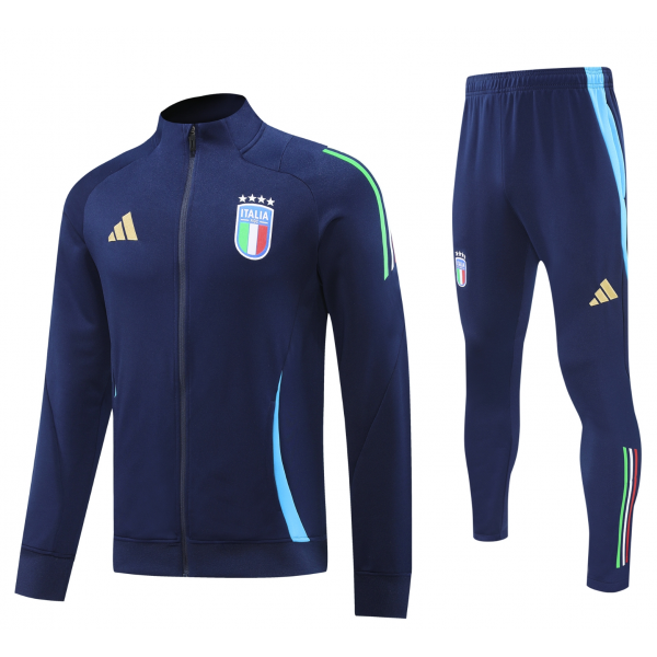 Italy Full Zip Jacket Long Sleeve Soccer Training Coat Blue