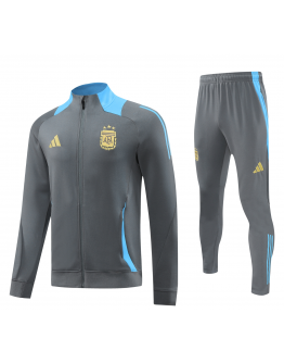 Argentina Full Zip Jacket Long Sleeve Soccer Training Coat Grey