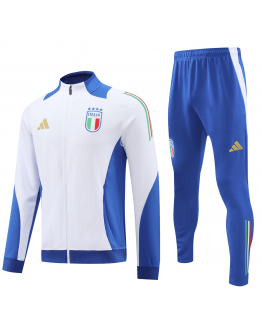 Italy Full Zip Jacket Long Sleeve Soccer Training Coat White