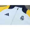 Real Madrid Full Zip Jacket Long Sleeve Soccer Training Coat White-Yellow