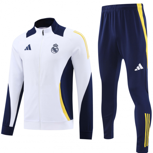 Real Madrid Full Zip Jacket Long Sleeve Soccer Training Coat White