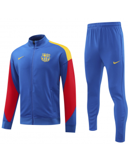 Barcelona Full Zip Jacket Long Sleeve Soccer Training Coat Blue