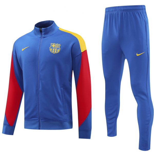 Barcelona Full Zip Jacket Long Sleeve Soccer Training Coat Blue