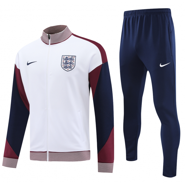 England Full Zip Jacket Long Sleeve Soccer Training Coat White