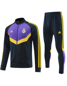 Real Madrid Full Zip Jacket Long Sleeve Soccer Training Coat Purple-White