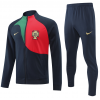 Portugal Full Zip Jacket Long Sleeve Soccer Training Coat Deep Blue