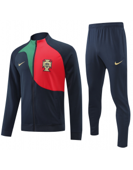 Portugal Full Zip Jacket Long Sleeve Soccer Training Coat Deep Blue