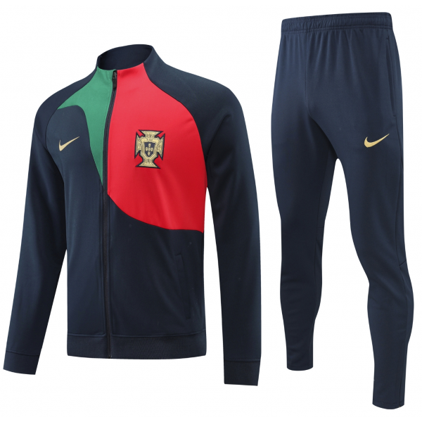 Portugal Full Zip Jacket Long Sleeve Soccer Training Coat Deep Blue