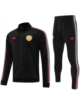 Manchester United Full Zip Jacket Long Sleeve Soccer Training Coat Black