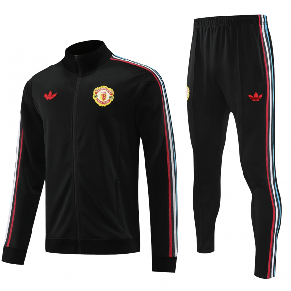 Manchester United Full Zip Jacket Long Sleeve Soccer Training Coat Black